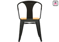 Tolix Arm Metal Restaurant Chairs Wood Seats Commercial Outdoor Furniture 