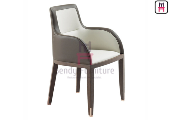 kopen Dual-color leer gepoleerde Ahs houten eetstoel met armleuningen online manufacture