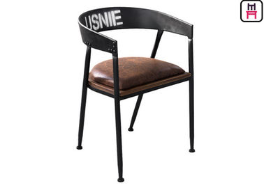 kopen Van het zolderleer en Metaal het Dineren Stoelen, Industriële Black metal het Dineren Stoelen met Wapens online manufacture