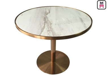 kopen Het roestvrije staal nam Gouden de Luxe Marmeren Bovenkant van de Restauranteettafel met Gouden Naad toe online manufacture