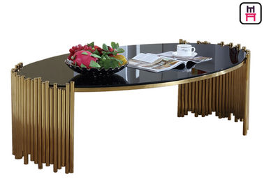kopen Aangemaakte de Koffietafel Ovale Vorm van het Glas Hoogste Roestvrije staal voor het Huis van het Koffiehuis online manufacture