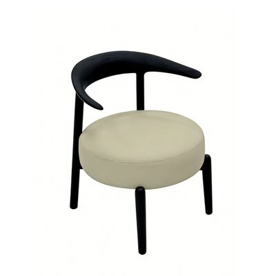 kopen Moderne ergonomische eetstoel van ashout, armloze gebogen rug, dik pluis kussen, restaurantstoel van massief hout voor thuis- en commercieel gebruik, zwart afwerking online manufacture