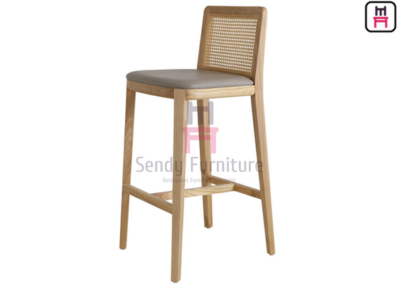 De uitstekende Grootte H75cm Stevig Ash Wood Frame Without Armrest van de Rotan Achterbarkruk