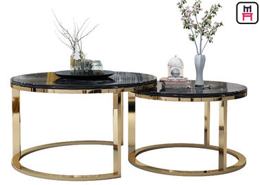De naar maat gemaakte Dubbele Ronde Marmeren Bovenkant van de Roestvrij staalkoffietafel voor Salon/Gebeurtenis