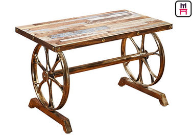 4ft*2ft Triplex/Koffietafel van de de Basis de Industriële Stijl van de Gietijzerlijst met Wielontwerp