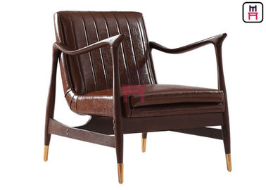 Het bruine van de de Stoelas van de Leer Enige Bank Houten Kader met Kopervoeten 73 * 68 * 85cm