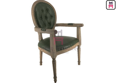 De uitstekende Ronde Achter Houten van de de Stoelenluxe van het Restaurantwapen Klassieke Stoel met Knoopdecoratie