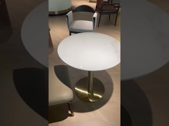 Vierkant contract Marmeren vergadering Houten eettafel Dubbelkleurig ijzeren basismateriaal